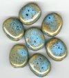 7 28x24x14mm Ceramic Pinched Oval Blue Brown